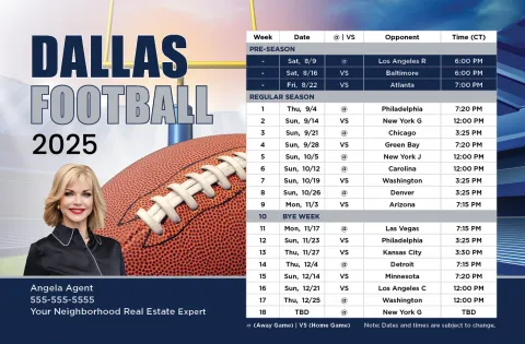 2025 Football Schedule - Dallas