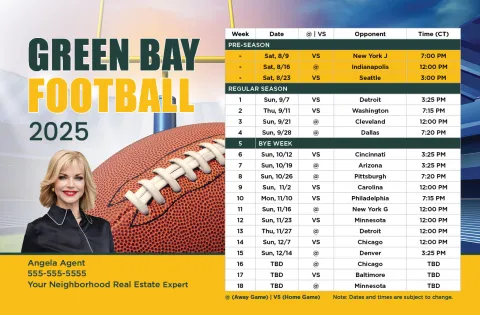 2025 Football Schedule - Green Bay