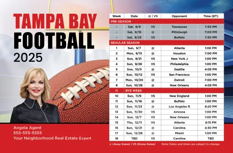 2025 Football Schedule - Tampa Bay