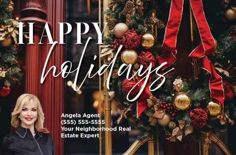 Happy Holidays - Red Wreath